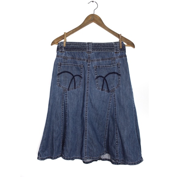 Vintage Denim Jean Fit and Flare Midi Skirt with Matching Belt 4 Liz Claiborne - Picture 4 of 7